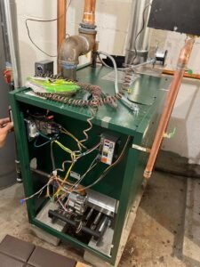 High-efficiency heating system and boiler setup
